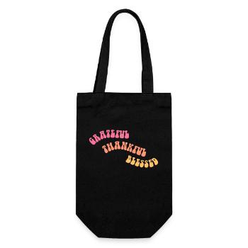 Grateful Thankful - Dankbarkeit - Geschenk - Geschenkbeutel für Flaschen - Schwarz - Vorne