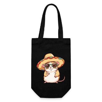 Hamster Funny Sombrero - Gift Bag for Bottles - black - Front