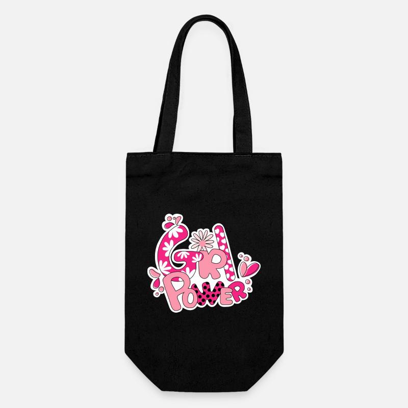 Mädchen-Flower-Power - Geschenkbeutel für Flaschen - Schwarz