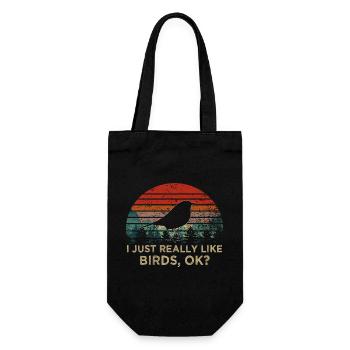 Ich mag einfach Vögel – Vintage Silhouette Vogel - Geschenkbeutel für Flaschen - Schwarz - Vorne