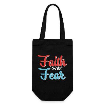 Faith Over Fear Motif Design - Gift Bag for Bottles - black - Front