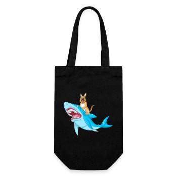 German Shepherd Shark Ride - Gift Bag for Bottles - black - Front