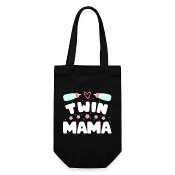 Zwillingsmama Schwangerschaft Mom of Twins - Geschenkbeutel für Flaschen - Schwarz - Vorne