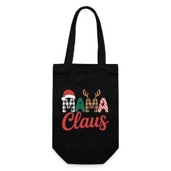 Mama Claus Weihnachten - Geschenkbeutel für Flaschen - Schwarz - Vorne