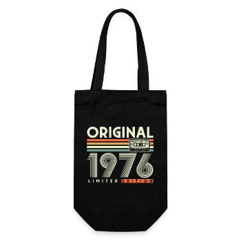 1976 Jahrgang 50. Geburtstag Geschenk Retro - Geschenkbeutel für Flaschen - Schwarz - Vorne