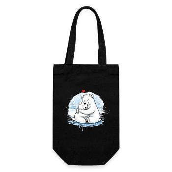 Cuddling polar bears in winter – a loving motif - Gift Bag for Bottles - black - Front