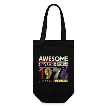 1976 Jahrgang 50. Geburtstag Geschenk Retro - Geschenkbeutel für Flaschen - Schwarz - Vorne
