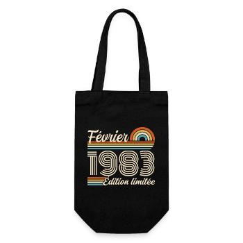 Born in February 1983 | 43rd Anniversary - Gift Bag for Bottles - black - Front