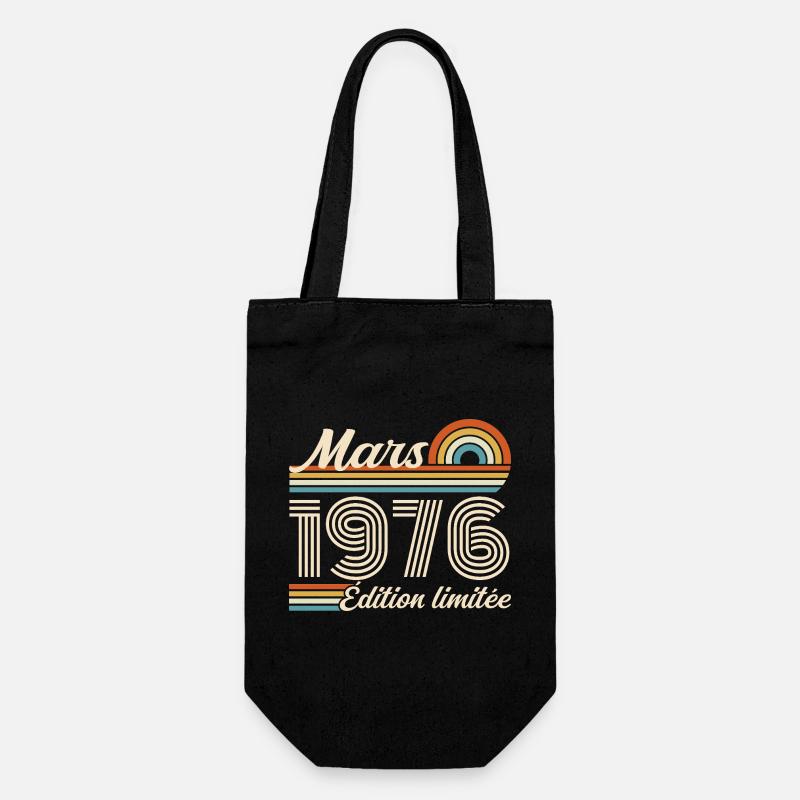 50th Birthday Gift - Born in March 1976 - Gift Bag for Bottles - black