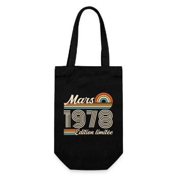 48th Birthday Gift - Born in March 1978 - Gift Bag for Bottles - black - Front