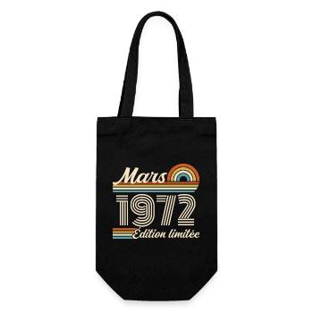 54. Geburtstagsgeschenk – Geboren im März 1972 - Geschenkbeutel für Flaschen - Schwarz - Vorne