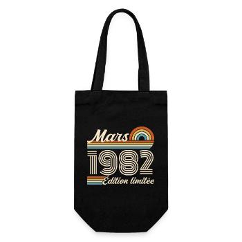 44e Cadeau d’anniversaire - Né en mars 1982 - Sac à bouteille - noir - Devant