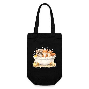 Illustration de la baignée d’animaux de la forêt mignons - Sac à bouteille - noir - Devant
