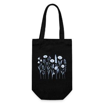 Vintage Blumen-Frauen-Wildblumen-Gartengarten - Geschenkbeutel für Flaschen - Schwarz - Vorne