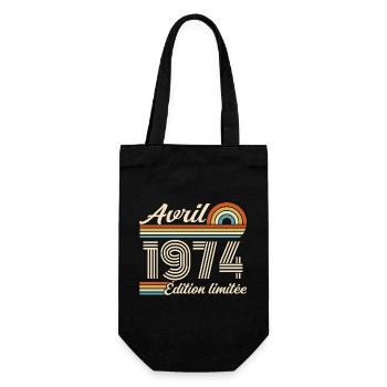  Avril 1974 anniversaire rétro 1974 April 1974 - Sac à bouteille - noir - Devant