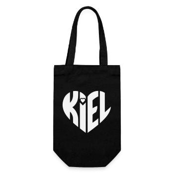Kiel Herz Typografie - Geschenkbeutel für Flaschen - Schwarz - Vorne