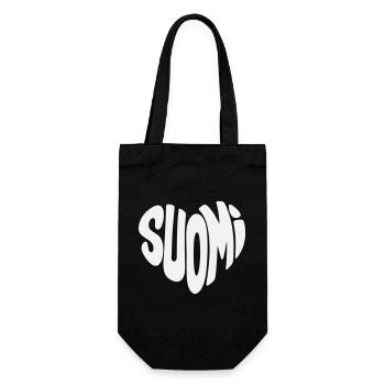 Finnland, Suomi Herz Typo - Geschenkbeutel für Flaschen - Schwarz - Vorne