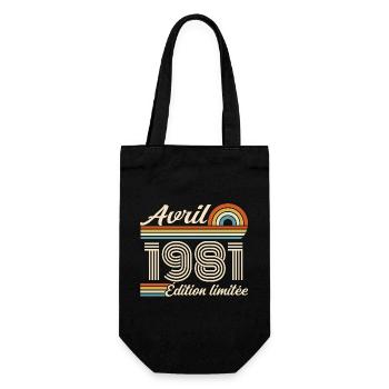 April 1981 Retro Birthday 1981 April 1981 - Gift Bag for Bottles - black - Front