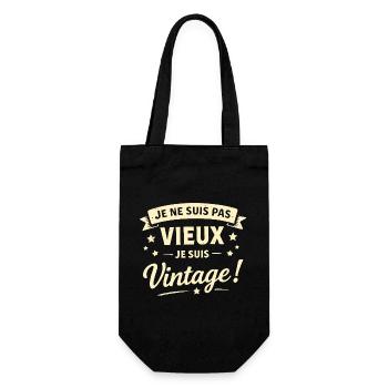Je ne suis pas vieux je suis vintage - Sac à bouteille - noir - Devant