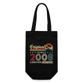18th Birthday Gift Husband Original April 2008 - Gift Bag for Bottles - black - Front