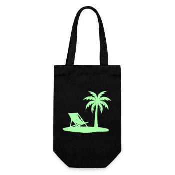 Palme Liegestuhl Strand Vektor - Geschenkbeutel für Flaschen - Schwarz - Vorne