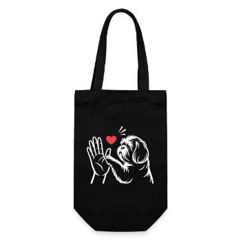 Hund High Five Shirt Lustig Hundeliebe - Geschenkbeutel für Flaschen - Schwarz - Vorne
