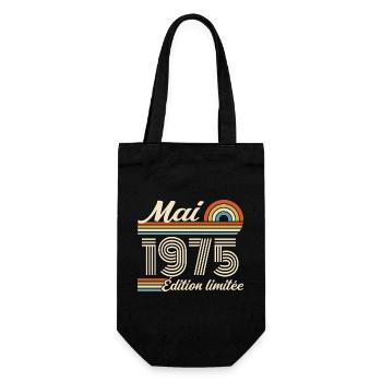 Cadeau Anniversaire 51 ans - Né mai 1975 - Sac à bouteille - noir - Devant