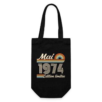 Cadeau Anniversaire 52 ans - Né mai 1974 - Sac à bouteille - noir - Devant