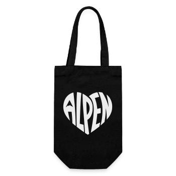 Alpen Herzdesign - Designfarbe variabel - Geschenkbeutel für Flaschen - Schwarz - Vorne