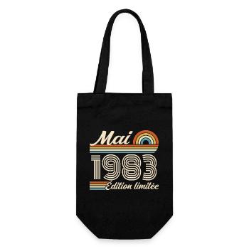 Cadeau Anniversaire 43 ans - Né mai 1983 - Sac à bouteille - noir - Devant