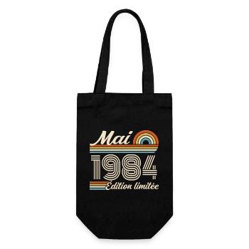 Cadeau Anniversaire 42 ans - Né mai 1984 - Sac à bouteille - noir - Devant