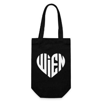 Wien Typo Geometrisches Herz  - Geschenkbeutel für Flaschen - Schwarz - Vorne