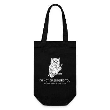 Psychology Humor: Owl Takes Mental Notes - Gift Bag for Bottles - black - Front