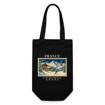 Frankreich Courchevel Vintage Reisemarke - Geschenkbeutel für Flaschen - Schwarz - Vorne