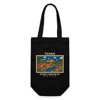 Tschechien Český Krumlov Vintage Reisemarke - Geschenkbeutel für Flaschen - Schwarz - Vorne