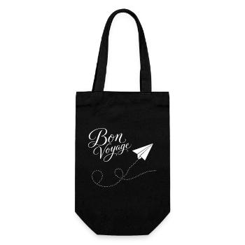 Bon Voyage Papierzug Flugzeug Motiv - Geschenkbeutel für Flaschen - Schwarz - Vorne