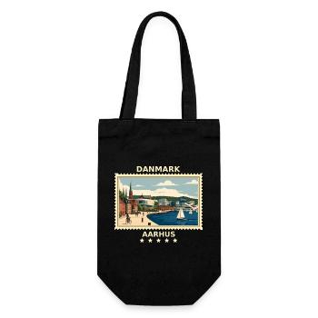 Dänemark Aarhus Vintage Reisemarke - Geschenkbeutel für Flaschen - Schwarz - Vorne
