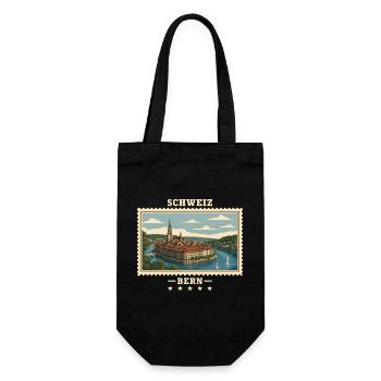 Schweiz Bern Vintage Reisemarke - Geschenkbeutel für Flaschen - Schwarz - Vorne
