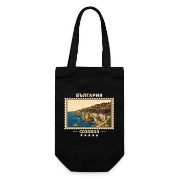 Bulgarien Sozopol Vintage Reisemarke - Geschenkbeutel für Flaschen - Schwarz - Vorne
