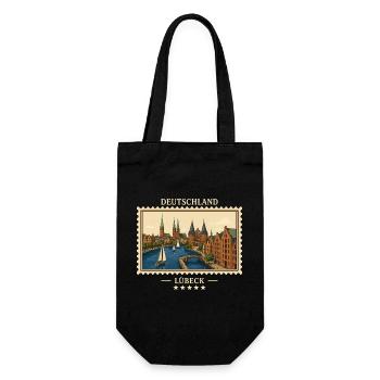 Deutschland Lübeck Vintage Reisemarke - Geschenkbeutel für Flaschen - Schwarz - Vorne