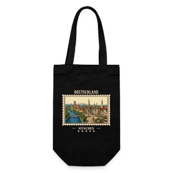 Deutschland München Vintage Reisemarke - Geschenkbeutel für Flaschen - Schwarz - Vorne