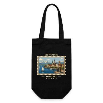 Deutschland Konstanz Vintage Reisemarke - Geschenkbeutel für Flaschen - Schwarz - Vorne