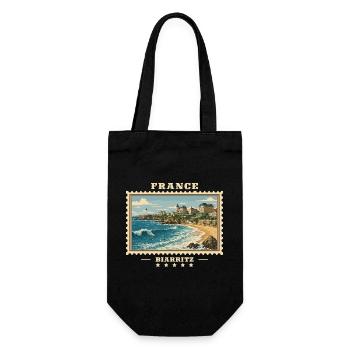 Frankreich Biarritz Vintage Reisemarke - Geschenkbeutel für Flaschen - Schwarz - Vorne