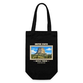 Vereinigte Staaten Devils Tower Vintage Reisemarke - Geschenkbeutel für Flaschen - Schwarz - Vorne
