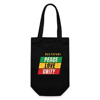 Rastafari Peace Love Unity – Rot Gold Grün - Geschenkbeutel für Flaschen - Schwarz - Vorne