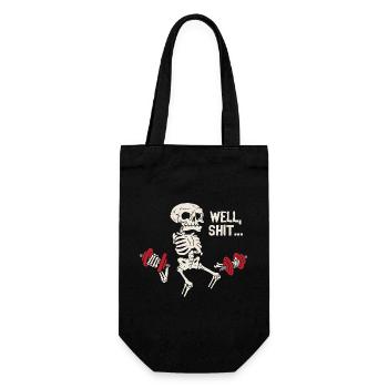 Well Shit Skeleton Lost Gym Dumbbells Halloween - Geschenkbeutel für Flaschen - Schwarz - Vorne