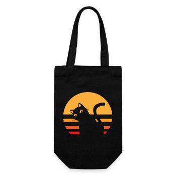 Katze Sonnenuntergang - Geschenkbeutel für Flaschen - Schwarz - Vorne