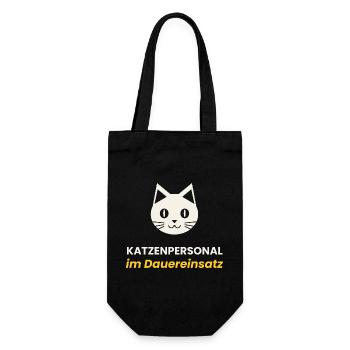 Katzenpersonal Shirt Lustig Katzenliebhaber Gesche - Geschenkbeutel für Flaschen - Schwarz - Vorne