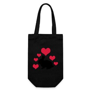 Rabbit with 6 hearts 2 - Gift Bag for Bottles - black - Front
