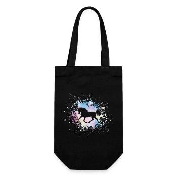 Pferde Grafik Pferdemotiv Bunt Pferdefan Geschenk - Geschenkbeutel für Flaschen - Schwarz - Vorne